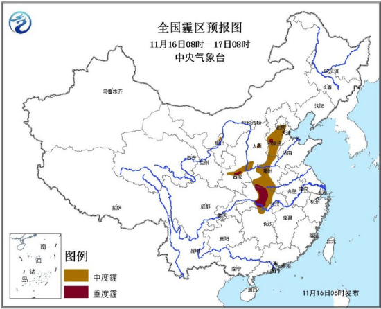 中央氣象臺發(fā)霾黃色預(yù)警:河北陜西湖北局部有重度霾